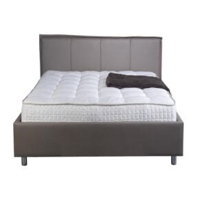 modern gestoffeerd bed Emily bruin / grijze bekleding met matras