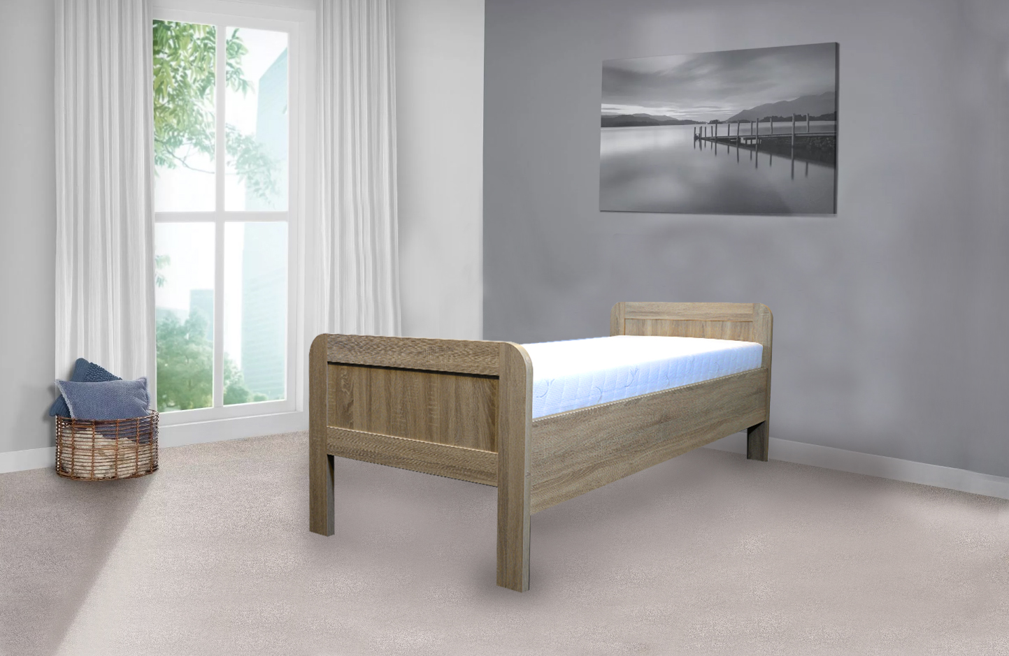 0002 Seniorenbed Nelson 90×200 bruin met wit matras