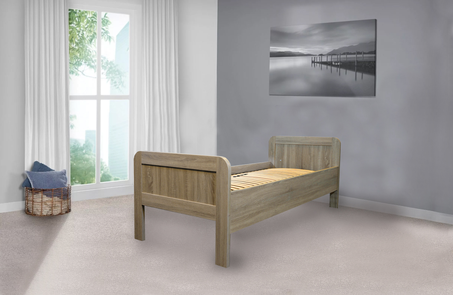 0003 Seniorenbed Nelson 90×200 bruin met lattenbodems zichtbaar