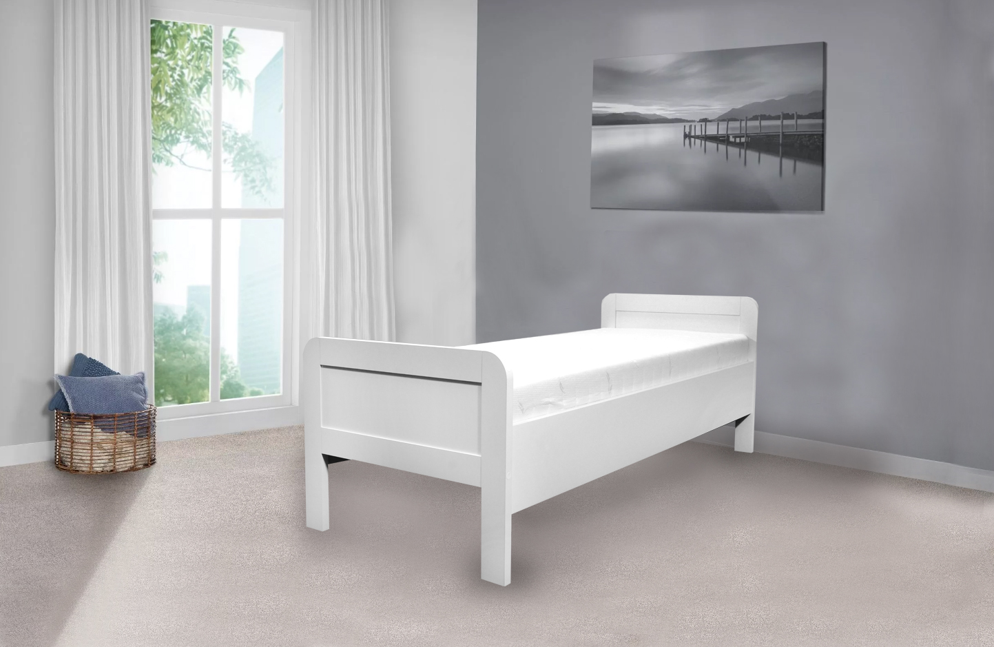 002b Seniorenbed Nelson 90×200 witte kleur met wit matras