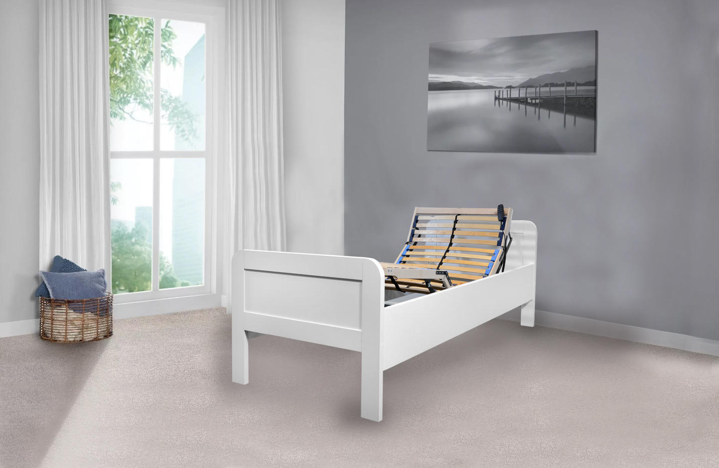 004b Seniorenbed Nelson 90×200 wit met elektrische lattenbodems zichtbaar